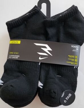 NIKE Dri-fit 6-pair No SHOW socks 6pk sport socks size M Black